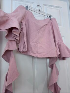Women’s Pink Off-Shoulder Ruffle Blouse